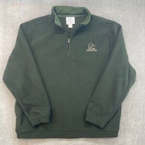 Ducks Unlimited Mens XXL Green Fleece Pullover Quarter 1/4 Zip Mock Neck Logo